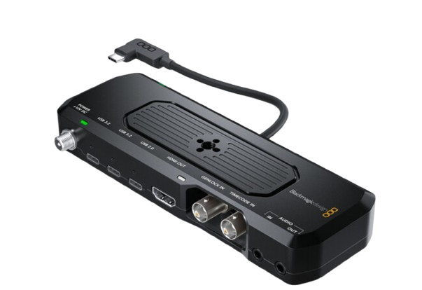 Leverage the power of the iPhone and incorporate it within a professional production by using the Camera ProDock from Blackmagic Design. Connect the ProDock to your iPhone 17 Pro or Pro Max via the attached USB-C cable. This gives the iPhone access to the ProDocks assortment of interfaces. You have BNC genlock and timecode connections for keeping shots in sync, three USB-C ports for lens/camera control accessories or storage, an HDMI output for monitoring, and two 3.5mm ports for a microphone or headphones. The ProDock also supports the BlackMagic Camera app on the iPhone, which offers high-end features, such as ProRes RAW shooting and genlock.