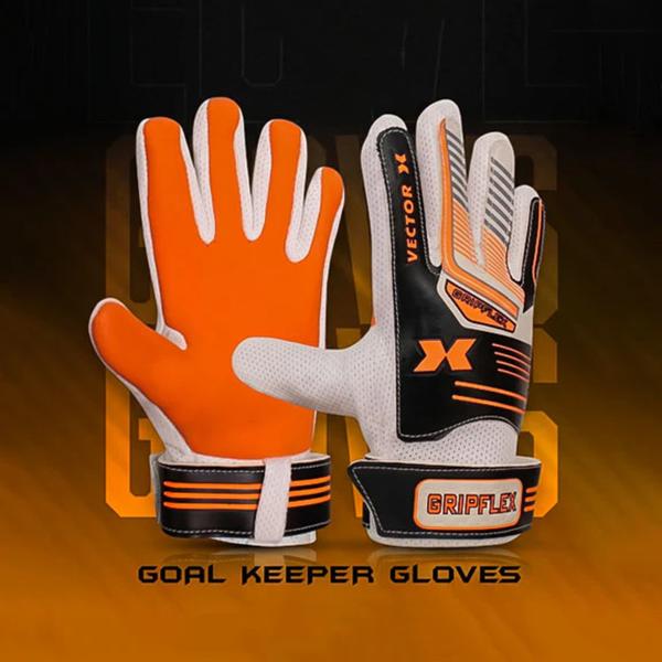 Vector X Goalkeeper Gloves is a completely new development that builds the base for all palm foams used in our collection. It features increased grip and good abrasion resistance and reliable prevention from finger injuries.Extra Soft padding for superior grip ,Air tech design for greater breathability adjustable strap for secure fit suitable for all weather conditions plam made of embossed pu foam side opening wrist & adjusting Velcro strap fastening.