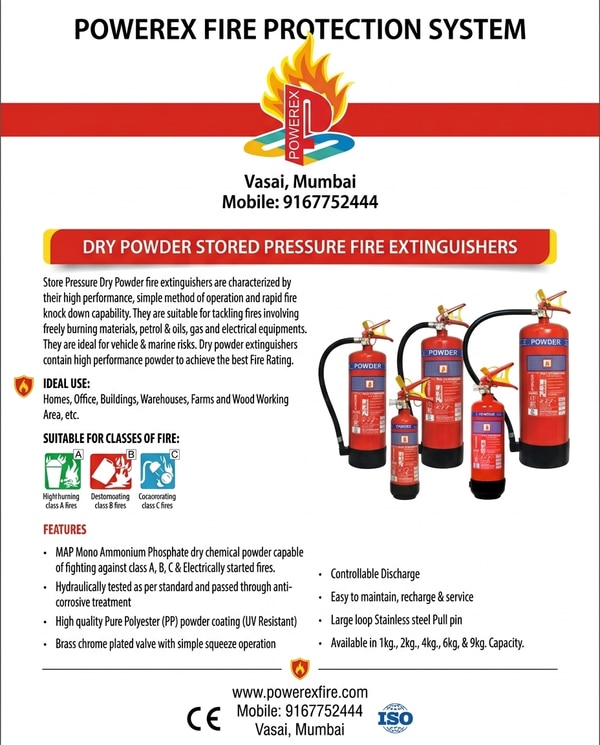 ABC TYPE MULTIPURPOSE Dry powder fire extinguishers applicable in all class of fire and user friendly 