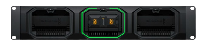et to editing your URSA Cine 12K or 17K camera footage immediately after shooting with the Media Dock from Blackmagic Design. The Media Dock fits three Media Modules in the front of the unit, and it provides high-speed access to media from multiple cameras. The four 10G Ethernet ports can connect to four different workstations for quick turnaround editing and color correction. The unit supports hot swapping of the Media Modules, so there's no need to power down to swap media.You can also transfer media quickly to a computer using the USB-C connector. An HDMI output allows you to see the media status on a monitor. The Media Dock is also compatible with syncing with the cloud, supporting Blackmagic Cloud, Dropbox, and Google Drive. Color LEDs on the front allow you to see if the drives are mounted and not in use/read (green) or busy in write mode (red).