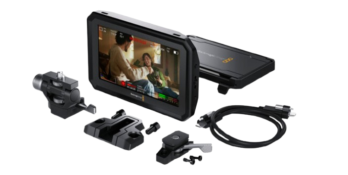 The PYXIS Monitor Kit from Blackmagic Design is a versatile, high-brightness monitor solution compatible with the Blackmagic PYXIS and URSA Cine cameras, as well as the Blackmagic Micro Studio Camera 4K G2 using firmware version 9.6 or above. It performs much more than just an external display; it also functions as a powerful camera extension with a touchscreen interface, allowing users to control all camera features. With multiple mounting points, the monitor can be easily attached to the camera as a large viewfinder or mounted on a rig for improved focusing and framing. Featuring a 5“ LCD touchscreen, the PYXIS Monitor is ideal for use as a viewfinder for more accurate focusing and framing. This kit comes with a clip-on sunshade, fixed and swivel mounts, a dovetail shoe with mounting screws, and a USB-C viewfinder cable that connects to your camera.Constructed from durable machined metal, the PYXIS Monitor is built for professional applications. The versatile monitor can be employed as an assist station, allowing your crew to easily monitor shots from any position on the set, even when bright sunlight surrounds your area, as the monitor's 5” LCD touchscreen features 1500 cd/m² brightness that ensures clear visibility. The removable sunshade offers added protection and convenience. A bright tally light is visible from a distance during recording, and the monitor includes three customizable buttons for quick access to features like zebra, focus assist, and false color, designed for easy tactile navigation.