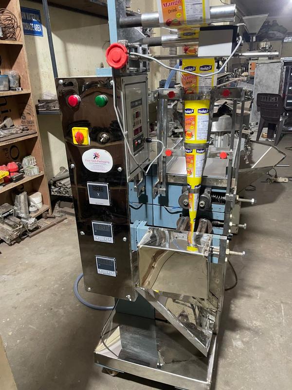 First Tech Packaging, Indore, we have an exclusive range of Heavy-Duty Indian Make Stainless Steel Covering based FFS Machine for Sauce / Juice / Ketchup / Shampoo / Liquid Hand Wash / Liquid Chemicals Pouch Packaging [5 ML - 50 ML] 