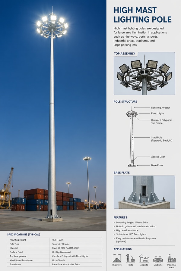 Height	6 MPole Type	Dual-ArmMaterial	SteelUsage/Application	StreetShape	TubularCountry of Origin	Made in Indiawe “Purpleses Energy Private Limited” are recognized as the prominent manufacturer and distributor of LED Street Light, LED Flood Light, Solar Street Light, High Bay LED Light, etc