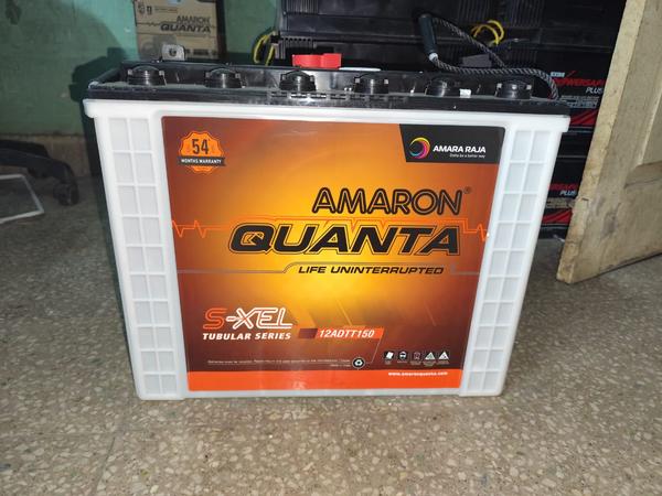 Capacity	150 AhWarranty	36 MonthsBrand	AmaronBattery Type	Tubular BatteryVoltage	12VModel Number	12ALTT150Series Name	S XELAmara RajaHigh Pressure Spine Casting For Superior LifeUnique wet pasting process delivers consistent power and low self discharge Industry first acid circulation formation process enhances battery life