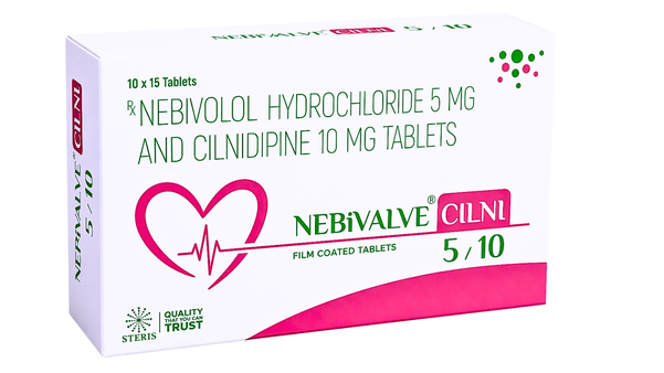 Nebivolol 5mg + Cilnidipine 10mg Tablets—Complete GuideA fixed-dose combination antihypertensive for effective blood pressure control. Understand how it works, who it's for, dosage, and safety before you buy.Drug ClassBeta-blocker + Calcium Channel BlockerStrengthNebivolol 5mg / Cilnidipine 10mgRouteOral (tablet)ScheduleRx OnlyWhat is this combination?Understanding nebivolol 5mg + cilnidipine 10mgNebivolol 5mg + cilnidipine 10mg is a fixed-dose combination tablet prescribed for the management of hypertension (high blood pressure) in adults. It pairs two complementary mechanisms into one convenient pill, making it a popular choice when single-drug therapy proves insufficient for adequate blood pressure control.This combination is widely preferred by cardiologists when patients need better BP reduction with fewer pills, improved tolerability, and protection of vital organs such as the heart and kidneys. If your doctor has prescribed this tablet, you're likely being treated for stage 1 or stage 2 hypertension, with or without associated cardiovascular risk factors.This is not an over-the-counter product. Always use nebivolol + cilnidipine tablets only under the supervision of a licensed physician. Self-medication or dose changes without medical advice can be dangerous.How it worksMechanism of action — dual-pathway blood pressure controlThe effectiveness of this combination lies in how its two active ingredients target blood pressure through different pathways simultaneously:Nebivolol 5mgA third-generation cardioselective beta-1 blocker. It slows the heart rate, reduces the force of cardiac contraction, and lowers cardiac output. Uniquely, nebivolol also releases nitric oxide, causing blood vessel relaxation — a property not seen in older beta-blockers. This makes it better tolerated and less likely to cause sexual dysfunction or cold extremities.Cilnidipine 10mgAn N/L-type calcium channel blocker. Unlike conventional CCBs (e.g., amlodipine), cilnidipine blocks both L-type and N-type calcium channels. N-type blockade in the sympathetic nervous system reduces norepinephrine release, leading to smoother, more sustained BP reduction with significantly less ankle swelling — a common complaint with older CCBs.Together, these agents provide additive antihypertensive effect while offsetting each other's side effects. Nebivolol reduces tachycardia that CCBs can sometimes cause, while cilnidipine's vasodilatory effect complements nebivolol's cardiac output reduction.IndicationsWho is Nebivolol 5 mg and Cilnidipine 10 mg prescribed for?This combination is indicated for adults with hypertension who are not adequately controlled on monotherapy. It is especially suited for patients who have:Condition:	Why this combination is preferredHypertension with high heart rate	Nebivolol slows heart rate while cilnidipine controls peripheral resistanceHypertension with diabetes	Metabolically neutral; does not worsen glucose tolerance or lipid profileHypertension with CKD / proteinuria:	Cilnidipine's N-type blockade reduces glomerular pressure and protein leakageHypertension with coronary artery disease	Nebivolol provides cardioprotection and anti-anginal effectAmlodipine-related ankle edema	Switching to cilnidipine substantially reduces pedal edema due to N-type blockadeUncontrolled BP on single antihypertensive	Combination adds complementary mechanisms without increasing pill burdenosage & AdministrationHow to take nebivolol 5 mg + cilnidipine 10mgThe standard recommended dose is one tablet once daily, preferably at the same time each day — most commonly in the morning with or without food. Your physician may adjust the dose based on your blood pressure response and individual tolerability.Do not crush, chew, or split the tablet unless your doctor advises. If you miss a dose, take it as soon as you remember, but skip it if it is almost time for the next dose. Never double up on doses. Swallowing the tablet whole with water is the preferred method of administration.Do not stop taking this medication abruptly. Sudden discontinuation of nebivolol (a beta-blocker) can trigger rebound hypertension or even angina in patients with underlying coronary disease. Always taper under medical guidance.Common and serious side effects to knowLike all medicines, nebivolol + cilnidipine can cause side effects, though not everyone experiences them. Knowing what to watch for helps you respond promptly.Side effect	Frequency	What to doHeadache, dizziness	Common (early phase)	Usually resolves in 1–2 weeks; avoid sudden posture changesFatigue, tiredness	Common	Monitor; often improves after dose adjustmentAnkle swelling (pedal edema)	Less common than with amlodipine	Report if worsening; may require dose reviewBradycardia (slow heart rate)	Uncommon	Seek medical advice if heart rate <50 bpmNausea, stomach upset	Uncommon	Take after meals to minimiseBronchospasm	Rare	Stop immediately; seek emergency care if breathlessnessSevere hypotension	Rare	Emergency — seek immediate medical attention.When should this combination not be used?Important safety informationThis tablet is contraindicated in: cardiogenic shock, decompensated heart failure, severe bradycardia (<60 bpm), sick sinus syndrome, second- or third-degree AV block (without pacemaker), severe hepatic impairment, known hypersensitivity to nebivolol or cilnidipine, pregnancy, and breastfeeding.Use with caution in patients with asthma or COPD (nebivolol has some beta-2 activity at higher doses), peripheral vascular disease, diabetes mellitus (may mask hypoglycemic symptoms), and in elderly patients prone to falls due to postural hypotension.Always inform your doctor of all medications you are currently taking. Clinically significant interactions exist with other antihypertensives, NSAIDs, digoxin, antidiabetic agents, and CYP2D6 inhibitors (e.g., fluoxetine, paroxetine), which can raise nebivolol plasma levels.