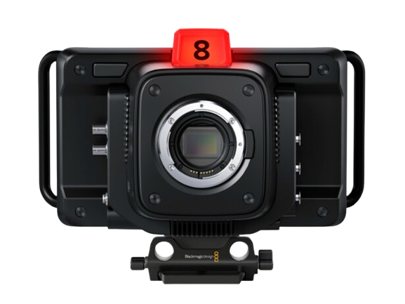 Boost your studio recording with cinematic images using the Blackmagic Design Studio Camera 6K Pro. This latest model of the Studio Camera not only boasts a 6K sensor for greater resolution and full RGB color, it also features an active Canon EF mount—providing compatibility with a large array of affordable EF-mount cine-style and still lenses. The Studio Camera 6K Pro now offers live streaming while retaining the talkback, tally, color correction, and raw recording to USB disks of the original 6K version. Built-in, electronically controllable ND filters let you quickly adapt to changing light conditions and a host of both broadcast and consumer interfaces makes it a snap to connect the 6K Pro to your studio setup.