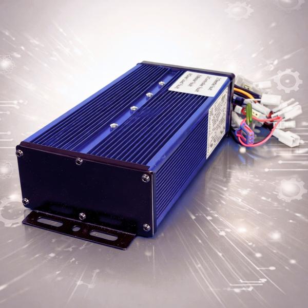 The CONTROLLER SINE WAVE (PRO) is an advanced, high-performance power module designed for precision motor control in high-end electric mobility and industrial applications. Encased in a rugged, deep-blue anodized aluminum extrusion with integrated heatsink fins, this controller is engineered for extreme thermal management, ensuring sustained high-power output without thermal throttling. By utilizing superior Sine Wave FOC (Field-Oriented Control) algorithms, the PRO model provides exceptionally smooth and linear acceleration, near-silent motor operation, and maximized energy efficiency compared to standard controllers. This creates a highly refined user experience while extending the range of the battery pack. The unit features a comprehensive wire harness with high-quality, pre-terminated connectors for effortless integration with motors, batteries, throttles, and displays. Critically, it includes an integrated diagnostics panel with dedicated LED indicators for “Power Fault,” “Controller Fault,” “Throttle Fault,” and “Motor Fault,” allowing for immediate status verification and faster troubleshooting in the field. Built with premium automotive-grade MOSFETs and a sophisticated 32-bit microprocessor, the CONTROLLER SINE WAVE (PRO) offers programmable parameters for regenerative braking, multiple power modes, and current limits. This controller represents a significant professional upgrade, delivering the precise control and robust reliability required for demanding applications where performance and durability are non-negotiable. Its sealed construction ensures resilience against dust and moisture, making it a dependable choice for serious electric drive system developers and operators.