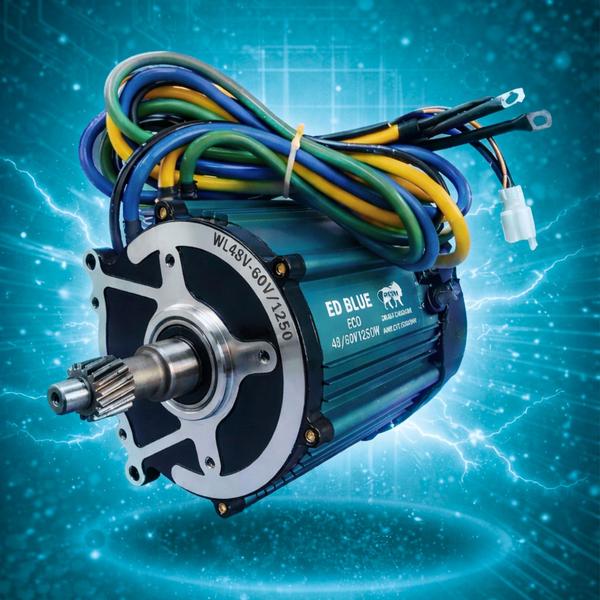The 1250W PRO Sine Wave Motor is a high-efficiency, reliable solution designed for electric rickshaw. Built with advanced brushless DC technology, it ensures smooth performance, low noise, and minimal maintenance. Operating on 48/60V systems, the motor delivers a rated speed of 2700 RPM and up to 4100 RPM at idle, providing consistent power and efficiency. It offers a rated torque of 8.5 Nm, enabling strong acceleration and excellent load-handling capability. With a compact 120 mm design and durable construction. The PMSM control mode enhances energy efficiency and precise speed control. Finished in a premium blue color, this motor is ideal for e-rickshaws, making it a dependable and cost-effective choice.