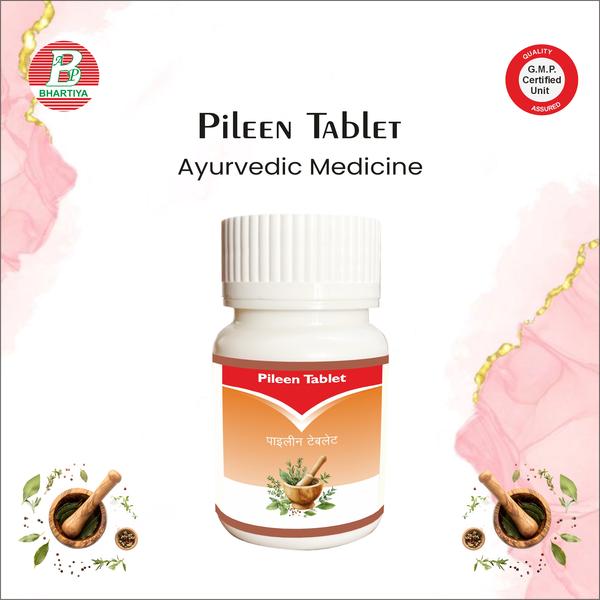                                   PILEEN TABLET Product Identification•	Generic Name: Pileen Tablet•	Type: Ayurvedic Patent Medicine•	Primary Indication Area: Piles, severe bleeding hemorrhoids. Therapeutic Indications:To relieve pain, swelling, and bleeding; prevent constipation and straining; and, if needed, provide surgical intervention to manage persistent or severe cases.Primary Benefit:•	Provides effective symptomatic relief from pain, swelling, and bleeding associated with piles (hemorrhoids).•	Other Benefits:• Helps improve bowel comfort and reduces straining during defecation.• Supports overall anorectal health and prevents recurrence of hemorrhoids.• Can be used as an adjunct to other hemorrhoids therapies under medical supervision.Ingredients: DARUHALDI Botanical / Common Name: Berberis aristata (Indian Barberry)Key Phytoconstituents:•	Berberine (alkaloid)•	Tannins•	Flavonoids•	Phenolic compoundsMechanism of Action in Piles / Severe Bleeding Hemorrhoids – Biochemistry / Pharmacology:1.	Anti-inflammatory & Analgesic Effectso	Berberine and flavonoids reduce inflammation in swollen hemorrhoidal veins.o	Provides relief from pain, burning, and discomfort during bowel movements.2.	Hemostatic & Vascular Protective Effectso	Berberine strengthens capillaries and reduces vascular fragility.o	Helps minimize bleeding associated with piles.3.	Antimicrobial & Healing Propertieso	Tannins and phenolic compounds prevent secondary infections in inflamed hemorrhoidal tissue.o	Promotes tissue repair and faster healing of ulcerated or bleeding areas.4.	Digestive Supporto	Improves digestion and bowel regularity.o	Reduces constipation and straining, major triggers for hemorrhoids. REETHA Botanical / Common Name: Sapindus mukorossi (Soapnut)Key Phytoconstituents:•	Saponins•	Flavonoids•	Tannins•	Phenolic compoundsMechanism of Action in Piles / Severe Bleeding Hemorrhoids – Biochemistry / Pharmacology:1.	Anti-inflammatory & Analgesic Effectso	Saponins and flavonoids reduce inflammation and soothe irritated hemorrhoidal tissue.o	Relieves pain, burning, and discomfort during bowel movements.2.	Mild Laxative & Digestive Supporto	Saponins help in softening stools and improving bowel movement consistency.o	Reduces straining, which is a major trigger for piles and bleeding.3.	Antimicrobial & Healing Propertieso	Flavonoids and phenolic compounds prevent secondary infections in hemorrhoidal tissue.o	Supports faster healing of inflamed or ulcerated areas.4.	Vascular Protective Effectso	Strengthens capillaries and blood vessels in the anorectal region.o	Helps reduce bleeding and swelling associated with hemorrhoids. KATHA Botanical / Common Name: Acacia catechu (Catechu)Key Phytoconstituents:•	Tannins•	Catechins•	Flavonoids•	Phenolic compoundsMechanism of Action in Piles / Severe Bleeding Hemorrhoids – Biochemistry / Pharmacology:1.	Astringent & Hemostatic Effectso	Tannins and catechins cause contraction of tissues and capillaries.o	Helps control bleeding and reduces oozing from hemorrhoids.2.	Anti-inflammatory & Analgesic Effectso	Flavonoids reduce inflammation and swelling in the anal region.o	Provides relief from pain, burning, and discomfort during bowel movements.3.	Antimicrobial & Healing Propertieso	Phenolic compounds prevent secondary infections in inflamed hemorrhoidal tissue.o	Promotes faster healing of ulcerated or bleeding areas.4.	Protective & Soothing Effect on Anal Mucosao	Creates a protective layer over the affected tissue.o	Reduces irritation and promotes tissue repair. VIRAHIKAND Botanical / Common Name: Operculina turpethumKey Phytoconstituents:•	Glycosides (turpethin, turpethic acid)•	Resin•	Starch•	FlavonoidsMechanism of Action in Piles / Severe Bleeding Hemorrhoids – Biochemistry / Pharmacology:1.	Mild Laxative & Bowel Regulatoro	Glycosides and resin stimulate bowel movement, helping relieve constipation.o	Reduces straining, a major trigger for piles and bleeding.2.	Anti-inflammatory & Analgesic Effectso	Flavonoids reduce inflammation in swollen hemorrhoidal veins.o	Provides relief from pain, burning, and discomfort during defecation.3.	Detoxifying & Purifying Effectso	Promotes cleansing of the intestines and supports smooth bowel function.o	Helps prevent accumulation of toxins that may aggravate hemorrhoids.4.	Supportive Healing Propertieso	Improves tissue repair and assists in faster recovery of inflamed anorectal mucosa. ALOE Botanical / Common Name: Aloe veraKey Phytoconstituents:•	Anthraquinones (aloin, emodin)•	Polysaccharides (acemannan)•	Saponins•	FlavonoidsMechanism of Action in Piles / Severe Bleeding Hemorrhoids – Biochemistry / Pharmacology:1.	Mild Laxative & Bowel Regulatoro	Anthraquinones stimulate bowel movements and help relieve constipation.o	Reduces straining, a major cause of hemorrhoids and bleeding.2.	Anti-inflammatory & Analgesic Effectso	Polysaccharides and flavonoids reduce inflammation and swelling in hemorrhoidal veins.o	Provides relief from pain, burning, and discomfort during defecation.3.	Wound Healing & Tissue Repairo	Aloe polysaccharides promote repair of damaged anorectal mucosa.o	Supports faster healing of ulcerated or bleeding hemorrhoids.4.	Antimicrobial & Soothing Propertieso	Saponins and flavonoids prevent secondary infections.o	Creates a protective layer over inflamed tissue, reducing irritation. SANAYA Botanical / Common Name: Trichosanthes dioica (Pointed Gourd)Key Phytoconstituents:•	Saponins•	Flavonoids•	Glycosides•	Vitamins and mineralsMechanism of Action in Piles / Severe Bleeding Hemorrhoids – Biochemistry / Pharmacology:1.	Mild Laxative & Digestive Supporto	Saponins and glycosides help soften stools and improve bowel movement.o	Reduces straining during defecation, a major cause of hemorrhoids and bleeding.2.	Anti-inflammatory & Analgesic Effectso	Flavonoids reduce inflammation and swelling in hemorrhoidal veins.o	Provides relief from pain, burning, and discomfort.3.	Tissue Healing & Protective Effecto	Supports repair of inflamed anorectal mucosa.o	Creates a soothing effect on the affected area, reducing irritation.4.	Hydrating & Nutritional Supporto	Vitamins and minerals help maintain overall anorectal tissue health.o	Supports recovery during hemorrhoidal flare-ups. JAIPHAL Botanical / Common Name: Myristica fragrans (Nutmeg)Key Phytoconstituents:•	Essential oils (myristicin, safrole)•	Fixed oils•	Lignans•	FlavonoidsMechanism of Action in Piles / Severe Bleeding Hemorrhoids – Biochemistry / Pharmacology:1.	Digestive Support & Mild Laxative Effecto	Essential oils and lignans help improve digestion and bowel regularity.o	Reduces constipation and straining, major triggers for hemorrhoids.2.	Anti-inflammatory & Analgesic Effectso	Flavonoids and essential oils reduce inflammation and swelling in hemorrhoidal veins.o	Provides relief from pain, burning, and discomfort during defecation.3.	Antimicrobial & Protective Effecto	Helps prevent secondary infections in inflamed anorectal tissue.o	Supports tissue integrity and healing of ulcerated or bleeding areas.4.	Mild Circulatory & Hemostatic Supporto	Enhances local microcirculation, which may aid in reducing congestion and bleeding in hemorrhoids.Dosage•	1–2 tablets, twice a day with water, preferably after meals.Precautions•	Do not exceed the prescribed dose.•	Consult a doctor before use in children, elderly, or patients with chronic illnesses.•	Maintain adequate hydration and a fibre-rich diet for optimal effect.•	Use as part of a comprehensive management plan for piles and hemorrhoids.pileen tablet uses, pileen tablet uses in hindipileen tablet price, pileen tablet benefitspileen tablet dosage, pileen tablet amazonpileen tablet alternative, pileen tablet amazon indiapileen tablet ad, pileen tablet compositionpileen tablet content, pileen tablet companypileen tablet composition pdf, pileen tablet company namepileen tablet effects, pileen tablet flipkartpileen tablet flipkart price, pileen tablet journalpileen tablet jan aushadhi kendra, pileen tablet jiomartpileen tablet junior, pileen tablet khane ke faydepileen tablet ke fayde in hindi, pileen tablet ke faydepileen tablet login, pileen tablet listpileen tablet logo, pileen tablet mrppileen tablet manufacturer, pileen tablet namepileen tablet new, pileen tablet new packagingpileen tablet online, pileen tablet online shoppingpileen tablet online order, pileen tablets reviewpileen tablet tab, pileen tablet tablet, pileen tablet technicalpileen tablet website, pileen tablet which companypileen tablets uses in hindi, what pileen tablets uses in hindiwhat pileen tablets review, what pileen tablets ingredients