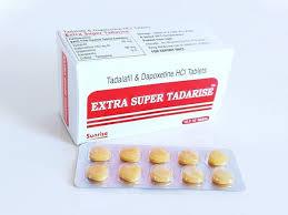 Extra Super Tadarise is a prescription medication used to treat both erectile dysfunction (ED) and premature ejaculation (PE) in men. It works by combining Tadalafil, which relaxes blood vessels to improve erection, and Dapoxetine, which increases control over ejaculation to delay the time taken.