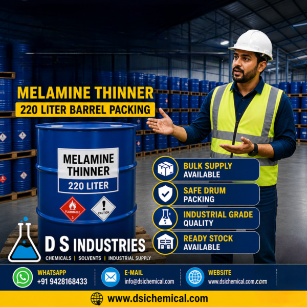 Melamine thinner is a type of solvent used primarily for thinning and cleaning melamine-based coatings, paints, and lacquers. Melamine-based products are often used in wood finishing applications, particularly for furniture and cabinetry.Melamine thinner helps to adjust the viscosity of the coating or paint, making it easier to apply and ensuring a smoother finish. It also serves as a cleaning agent for equipment and tools used in the application process, removing any residue or buildup.When working with melamine-based products, it's essential to follow proper safety precautions, including adequate ventilation and the use of personal protective equipment such as gloves and goggles. Additionally, always consult the manufacturer's instructions and recommendations for the specific product you are using.
