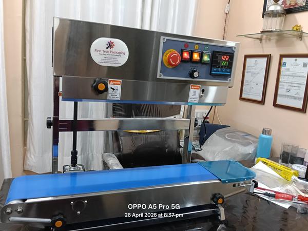 First Tech Packaging, Indore, we have an exclusive range Stainless Steel Body based Continuous Band Sealers for Pouch Packaging.