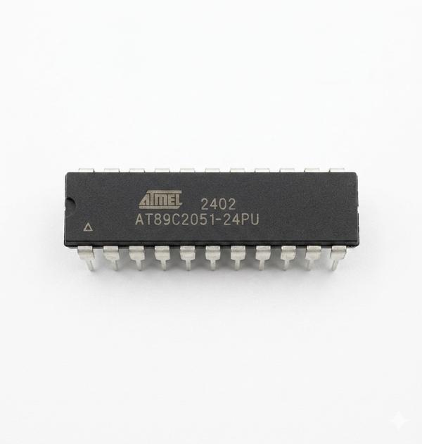 The AT89C2051 is a low-voltage, high-performance 8-bit CMOS microcontroller with 2K bytes of Flash memory, compatible with the industry-standard 8051 instruction set. Designed by Atmel (now Microchip Technology), this 20-pin microcontroller features 128 bytes of RAM, 15 programmable I/O lines, two 16-bit timers, and 6 interrupt sources, making it a cost-effective solution for compact embedded applications.Key Features and Specifications:Core: 8051 Compatible Instruction Set.Memory: 2K Bytes Flash (10,000 Write/Erase cycles) + 128 Bytes RAM.I/O Pins: 15 Programmable I/O Lines.Clock: 0 Hz to 24 MHz Operating Range.Timers: Two 16-bit Timer/Counters.Interfaces: UART Serial Channel, Analog Comparator.Operating Voltage: 2.7V to 6.0V.Package: 20-pin DIP (PDIP) or SOIC (SMD).Special Features: Direct LED drive outputs, Low-power Idle/Power-down modes, Two-level program memory lock.