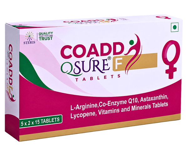 CO ADD Q SURE F Astaxanthin,Lycopene,Zinc , Selenium, L-Arginine , Ferrous Gluconate , Folic Acid , Pyridoxine , Vitamin B12, Co- enzyme Q10