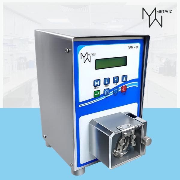 Peristaltic PumpKEY ADVANTAGES• Model: PP-M 01• Type: Peristaltic Pump• Motor: Gear-less Stepper Motor• Speed: Variable• Maximum Speed: 450 RPM• Least Count: 0.1 RPM• Operation: Continuous• Rotation: Bi- Directional• Electronics: ARM based Micro- controller• Input Supply: 230V AC/ 50Hz• Modbus CompatibleKEY FEATURES• Quality Stainless Steel Body.• Compact Design.• Simple Operation.• Hassle free cleaning and maintenance.