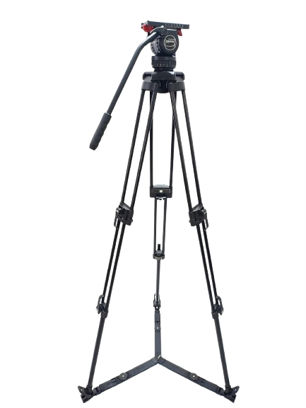 1. Heavy-Duty Construction :- Crafted from high-grade aluminum or carbon fiber for superior stability and durability, ideal for professional use.
2. Fluid Pan & Tilt Head : Includes a 360° fluid pan enabling smooth motion for video shooting and live broadcasts.
3. Adjustable Height : Telescopic legs with quick-release locks allow height adjustments, suitable for various shooting angles.
4. High Load Capacity : Supports DSLR, mirrorless cameras, video camcorders, and even teleprompters.
5. Bubble Level & Precision Control :- Built-in spirit level and handle grip for accurate alignment and smooth adjustments.
6. Rubber Feet with Spikes : Ensures stability on any surface—indoors or outdoors—thanks to dual-mode feet.
7. Detachable Mid-Level Spreader : Adds extra support and reduces vibration, essential for long-duration shoots.
8. Quick-Release Plate : Fast mount and unmount with secure locking for time-efficient shooting.