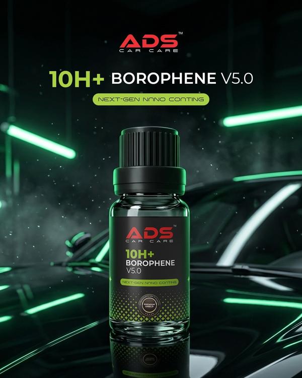 ADS 10H+ Borophene Coating V5.0By Auto Detailing Solutions (ADS)✅ Advanced Borophene (Boron Nitride) based technology✅ High Thermal Resistance for extreme conditions✅ Strong resistance against UV, oxidation & chemicals✅ Long-term surface protection with stable performance✅ Smooth, low surface energy finish for better hydrophobic effect✅ Maintains Surface clarity & deep gloss over time🛡️ Up to 5 Years Protection💎 Built for professionals handling High-performance & premium vehicles💰 Perfect for positioning high-value coating packages