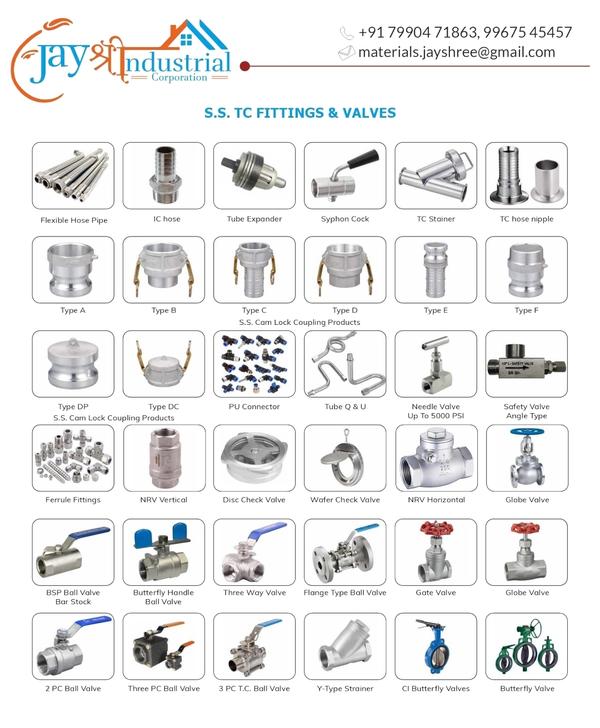 S.S. TC (Tri-Clover) Fittings, Camlock Couplings, and Valves