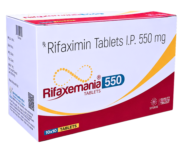 RIFAXIKEM 550 Rifaximin (550mg)Rifaxikem 550 contains Rifaximin (550mg), a broad-spectrum antibiotic used to treat bacterial infections in the gut. It works by stopping the growth of bacteria, relieving symptoms like diarrhea, abdominal pain, and bloating. This medication is commonly prescribed for conditions like traveler's diarrhea, irritable bowel syndrome (IBS), and hepatic encephalopathy. It should be taken as directed by your healthcare provider to ensure optimal effectiveness and minimize the risk of antibiotic resistance. Common side effects may include nausea, headache, and flatulence. Always consult your doctor for proper dosage and usage instructions. For further information:Email: info@sterispharma.com / contact@sterispharma.comCall/WhatsApp: 7877551268, 7849827488ORDER Now: https://www.sterisonline.com/product/rifaxikem-550-133811