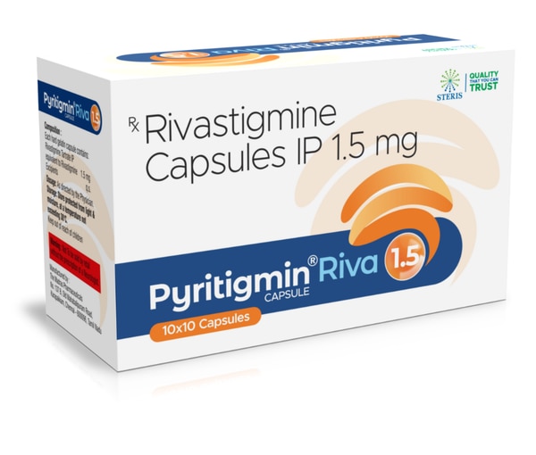 Rivastigmine 1.5 mg capsule, marketed as PYRITIGMIN RIVA 1.5, is a prescription medication primarily used for the treatment of mild to moderate dementia associated with Alzheimer’s disease and Parkinson’s disease. It belongs to a class of drugs known as cholinesterase inhibitors, which work by increasing the levels of acetylcholine, a chemical messenger in the brain, to improve cognitive function, memory, and daily activities. Composition of Rivastigmine 1.5 mg Capsule Active Ingredient: Rivastigmine 1.5 mgBrand Name: PYRITIGMIN RIVA 1.5Form: CapsuleCategory: Cholinesterase inhibitorManufacturer: Steris HealthcareEach capsule contains 1.5 mg of Rivastigmine, along with inactive excipients that help in capsule stability and absorption. What is Rivastigmine 1.5 mg? Rivastigmine 1.5 mg is a central nervous system (CNS) acting drug used to treat cognitive decline in patients with Alzheimer’s and Parkinson’s disease dementia.It inhibits the enzyme acetylcholinesterase, which breaks down acetylcholine in the brain.By increasing acetylcholine levels, it enhances communication between nerve cells, improving memory, attention, and problem-solving skills.PYRITIGMIN RIVA 1.5 is suitable for patients who require a low starting dose, helping to minimize side effects during treatment initiation. Uses of Rivastigmine 1.5 mg Capsules Treatment of Mild to Moderate Alzheimer’s DiseaseImproves cognitive function, memory, and daily activity performance.Management of Parkinson’s Disease DementiaHelps in improving memory, attention, and behavioral symptoms.Supportive Therapy for Cognitive DeclineSlows the progression of dementia-related symptoms. Dosage and Administration Starting Dose: 1.5 mg capsule twice daily (morning and evening) or as prescribed by a doctor.Capsules should be swallowed whole with water, preferably after meals to reduce gastrointestinal side effects.Dose may be gradually increased based on tolerance and clinical response.Regular monitoring of weight, appetite, and cognitive function is recommended during therapy. Benefits of Rivastigmine 1.5 mg Capsules Improves memory and cognitive functionEnhances daily living activities in dementia patientsReduces behavioral and psychiatric symptoms associated with Alzheimer’s and Parkinson’s dementiaProvides gradual symptom management with minimal side effects when initiated at low dosesPYRITIGMIN RIVA 1.5 is patient-friendly due to its low starting dose Side Effects of Rivastigmine 1.5 mg Capsules While generally well-tolerated, some patients may experience mild to moderate side effects:Nausea and vomitingLoss of appetite or weight lossDiarrheaDizziness or headacheFatigueTremorsSerious side effects (rare) include:Severe vomiting or dehydrationAllergic reactions (rash, swelling, difficulty breathing)Heart rhythm changes (bradycardia)Patients should inform their doctor if any severe or persistent side effects occur. Precautions Before Using Rivastigmine 1.5 mg Inform your doctor if you have heart disease, liver problems, kidney disease, or stomach ulcers.Use with caution in patients prone to fainting or low blood pressure.Not recommended during pregnancy or breastfeeding unless prescribed by a healthcare provider.Avoid sudden discontinuation of medication to prevent worsening of cognitive symptoms.Monitor for gastrointestinal issues and maintain hydration during therapy. Drug Interactions Rivastigmine may interact with certain medications:Cholinergic drugs (e.g., pilocarpine, bethanechol) – may increase cholinergic effectsAnticholinergic drugs (e.g., atropine, scopolamine) – may reduce Rivastigmine’s effectivenessBeta-blockers or antiarrhythmics – may increase risk of slow heart rateNSAIDs or anticoagulants – monitor for gastrointestinal bleedingAlways inform your healthcare provider about all medications, supplements, and herbal products you are taking. Conclusion Rivastigmine 1.5 mg Capsules (PYRITIGMIN RIVA 1.5) are an effective treatment for cognitive decline associated with Alzheimer’s and Parkinson’s dementia.Always use Rivastigmine 1.5 mg under medical supervision, and follow prescribed dosage and lifestyle recommendations to achieve optimal cognitive support.