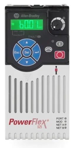 Allen-Bradley 25B-D017N104 is a PowerFlex 525 Adjustable Frequency AC Drive (VFD) product image