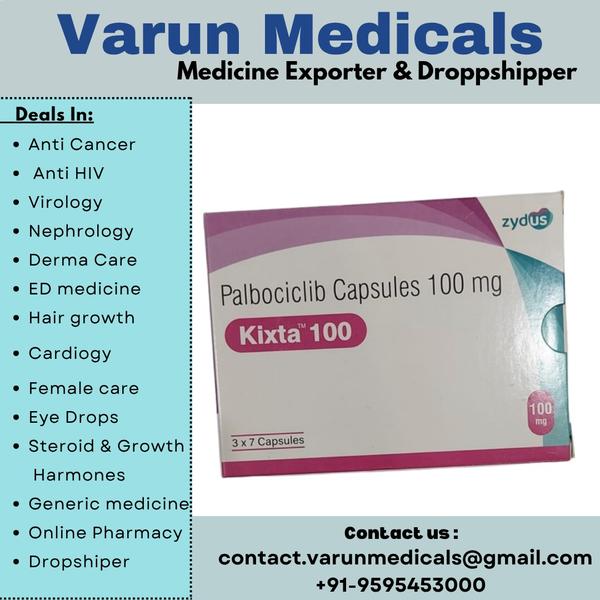 Kixta 100mg Capsule is used to treat patients with certain types of breast cancer (estrogen receptor-positive, human epidermal growth factor receptor 2-negative) which have spread to other organs. It is given together with hormonal anticancer therapies.