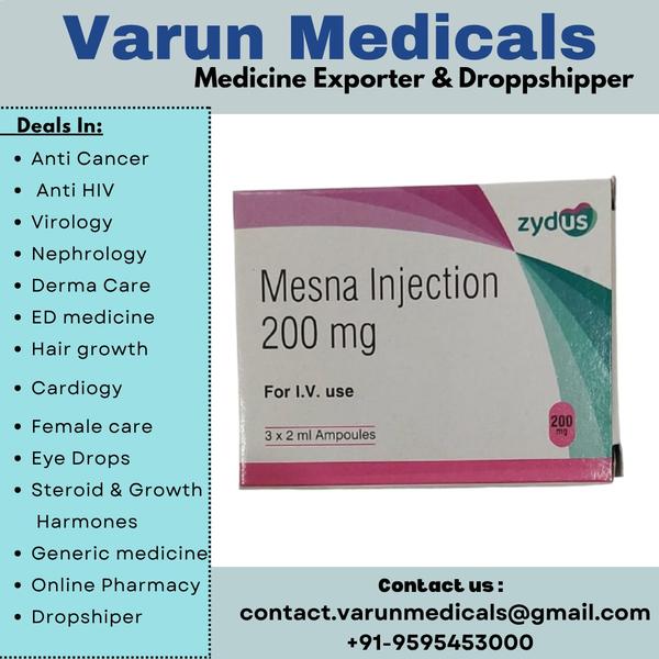 Mesna 200mg Injection is used to prevent ifosfamide-induced hemorrhagic cystitis (bleeding in the bladder that may be caused as a side effect due to treatment with a cancer chemotherapy drug called ifosfamide). However, it is not used to reduce the risk of bladder bleeding due to other medical conditions.