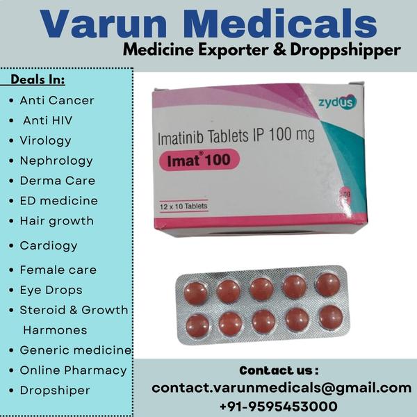 Imat 100mg Tablet is used to treat several types of cancers. It is most commonly prescribed to treat blood cancers (chronic myeloid leukemia and acute lymphocytic leukemia) and gastrointestinal stromal tumors. It works by targeting specific proteins that contribute to the growth and spread of cancer cells.
