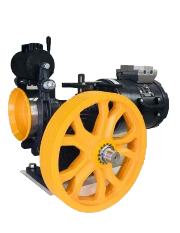 Elevator Gear Machine Suppliers In Anand @locationMain Components :- Electric motorWorm gearbox / reduction gearDrive sheave (pulley)Brake systemBearings and couplingBedplate/frameTypes of Elevator Machines :- 1. Geared Traction Machine :-Uses gearbox reductionSuitable for low to medium-rise buildingsEconomical and durableCommon in goods elevators2. Gearless Traction Machine :-No gearboxHigher efficiency and smoother rideUsed in high-speed/high-rise elevatorsLower noise and maintenanceApplications :-Passenger elevatorsHydraulic & traction goods liftsFreight elevatorsHospital liftsIndustrial elevatorsService liftsAdvantages of Geared Elevator Machines :- High torque outputReliable for heavy-duty operationCost-effectiveEasy maintenanceLong service life