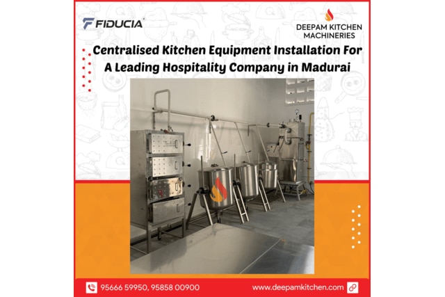 Streamlining Culinary Excellence: Centralised Kitchen Equipment Installation by Deepam Kitchen Machineries in MaduraiMadurai, a city renowned for its rich cultural heritage and culinary delights, has a thriving hospitality industry. Deepam Kitchen Machineries has made a significant mark in this industry by successfully installing state-of-the-art Centralised Kitchen Equipment for a leading hospitality company. This achievement highlights the company’s dedication to quality and innovation, setting a new benchmark in the region’s culinary landscape.The Project: Vision and Goals on Centralised Kitchen EquipmentThe hospitality company aimed to create a centralised kitchen equipment to streamline operations and improve the quality and consistency of their offerings across multiple outlets in Madurai. Deepam Kitchen Machineries, with its vast experience and technical expertise, was chosen to bring this vision to life.Planning and Design: Crafting the Perfect LayoutThe project began with detailed planning and design. Experts from Deepam Kitchen Machineries conducted a comprehensive analysis of the hospitality company’s needs, available kitchen space, and workflow. The design focused on maximizing efficiency, minimizing waste, and ensuring high standards of hygiene and safety for the centralised kitchen equipment.Key considerations included:Space Optimization: Efficient use of available space without compromising functionality.Workflow Efficiency: A layout that facilitates smooth and efficient movement of staff and materials.Equipment Integration: Choosing equipment that integrates seamlessly with existing systems and processes.Hygiene and Safety: Features that meet strict hygiene and safety standards to ensure a safe working environment.Installation: Precision and Expertise in ActionOnce the design was finalized, the installation phase commenced. Deepam Kitchen Machineries deployed a team of skilled technicians and engineers who meticulously installed the equipment. The installation included:High-Capacity Cooking Units: Advanced cooking ranges and ovens for handling large volumes while maintaining consistent quality.Refrigeration Systems: Modern refrigeration units designed to store ingredients at optimal temperatures, ensuring freshness.Preparation Stations: Ergonomically designed stations equipped with cutting-edge tools and appliances to boost productivity.Dishwashing Units: Efficient units to streamline the cleaning process and uphold high hygiene standards.Storage Solutions: Smart storage solutions that optimized space and ensured easy access to ingredients and supplies.Training and Support: Empowering the StaffRecognizing the importance of well-trained staff, Deepam Kitchen Machineries conducted thorough training sessions for the hospitality company’s kitchen team. These sessions covered:Equipment Operation: Detailed instructions on using and maintaining the new equipment.Safety Protocols: Guidelines to prevent accidents and ensure a secure working environment.Hygiene Standards: Best practices for maintaining cleanliness and hygiene in the kitchen.Deepam Kitchen Machineries also offered ongoing support and maintenance services to keep the equipment in optimal condition, minimizing downtime and ensuring smooth operations.The Impact: Transforming OperationsThe centralised kitchen equipment installation has significantly impacted the hospitality company’s operations. Key benefits include:Improved Efficiency: Streamlined workflow and advanced equipment have boosted kitchen efficiency, enabling faster service and higher output.Consistent Quality: The centralized system ensures uniformity in taste and quality across all outlets, enhancing customer satisfaction.Cost Savings: Optimized resource utilization and reduced waste have led to significant cost savings.Enhanced Hygiene: State-of-the-art equipment and rigorous training have elevated hygiene and safety standards in the kitchen.Conclusion: A Commitment to ExcellenceThe successful installation of Centralised Kitchen Equipment by Deepam Kitchen Machineries for the leading hospitality company in Madurai is a testament to the company’s commitment to excellence, innovation, and customer satisfaction. By leveraging their expertise and cutting-edge technology, Deepam Kitchen Machineries has exceeded their client’s expectations, setting a new standard in the industry.As the hospitality sector in Madurai continues to evolve, Deepam Kitchen Machineries remains at the forefront, ready to transform visions into reality and drive culinary excellence to new heights.Deepam Kitchen Machineries is proud to be part of Madurai’s culinary journey, delivering solutions that blend tradition with innovation. For more information on our services and products, Visit our Factory directly or Contact us today!