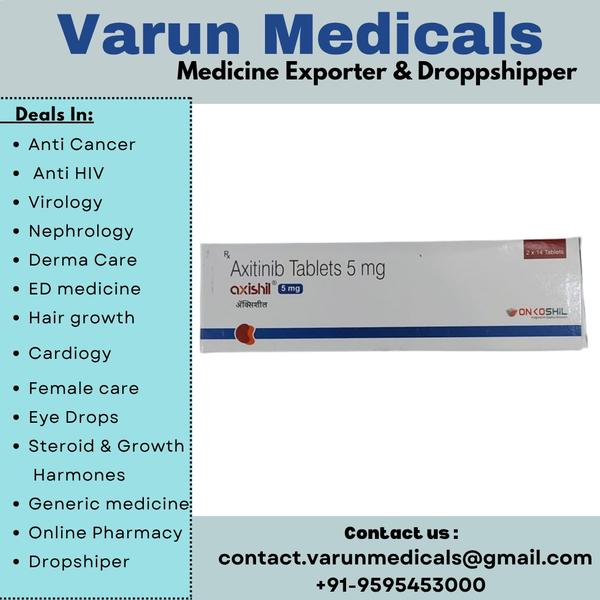 Axishil 5mg Tablet is an anti-cancer medicine used in the treatment of kidney cancer.Axishil 5mg Tablet can be taken with or without food, but try to have it at the same time every day to get the most benefits. Your doctor will decide what dose is necessary and how often you need to take it. This will depend on what you are being treated for and may change from time to time. You should take it exactly as your doctor has advised. Taking it in the wrong way or taking too much can cause very serious side effects. It may take several weeks or months for you to see or feel the benefits but do not stop taking it unless your doctor tells you to.