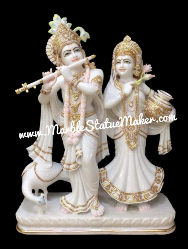 Bring divine love and spiritual elegance into your home with our beautifully handcrafted Marble Radha Krishna Murti. Made from premium quality marble by skilled artisans, this exquisite murti showcases the eternal bond of Radha and Krishna with fine detailing, graceful expressions, and traditional craftsmanship. Perfect for home temples, पूजा rooms, spiritual décor, and gifting purposes, this marble statue adds peace, positivity, and devotion to any space.Our Marble Radha Krishna Murti is available in various sizes, designs, and customized finishes to suit your needs. The smooth marble finish, intricate carvings, and vibrant hand-painted details make it a timeless masterpiece for devotees and art lovers alike.Marble Radha Krishna Murti, Radha Krishna Marble Statue, White Marble Radha Krishna Idol, Handmade Marble Moorti, Hindu God Marble Statue, Krishna Murti for Home Temple, Premium Marble Statue Manufacturer.