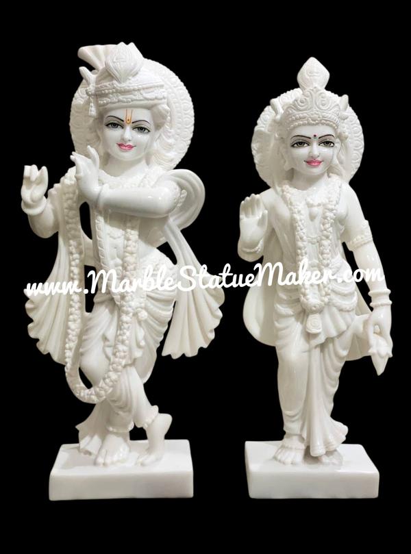 Bring divine love and spiritual elegance into your home with our beautifully handcrafted Marble Radha Krishna Murti. Made from premium quality marble by skilled artisans, this exquisite murti showcases the eternal bond of Radha and Krishna with fine detailing, graceful expressions, and traditional craftsmanship. Perfect for home temples, पूजा rooms, spiritual décor, and gifting purposes, this marble statue adds peace, positivity, and devotion to any space.Our Marble Radha Krishna Murti is available in various sizes, designs, and customized finishes to suit your needs. The smooth marble finish, intricate carvings, and vibrant hand-painted details make it a timeless masterpiece for devotees and art lovers alike.Marble Radha Krishna Murti, Radha Krishna Marble Statue, White Marble Radha Krishna Idol, Handmade Marble Moorti, Hindu God Marble Statue, Krishna Murti for Home Temple, Premium Marble Statue Manufacturer.