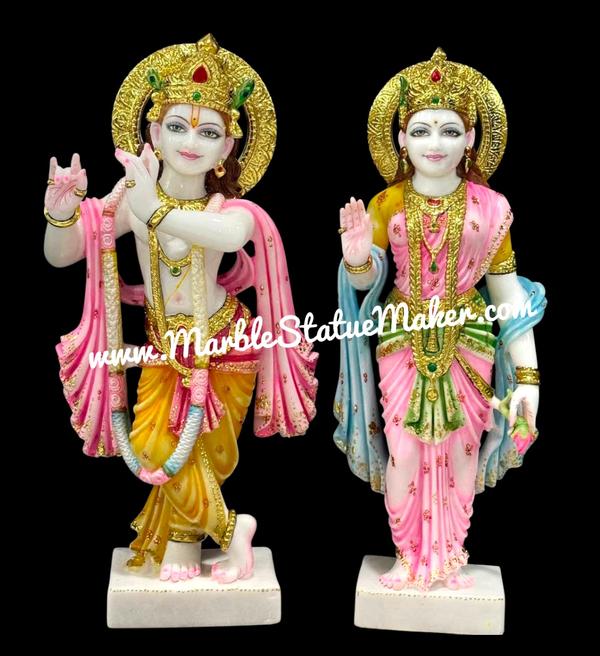 Bring divine love and spiritual elegance into your home with our beautifully handcrafted Marble Radha Krishna Murti. Made from premium quality marble by skilled artisans, this exquisite murti showcases the eternal bond of Radha and Krishna with fine detailing, graceful expressions, and traditional craftsmanship. Perfect for home temples, पूजा rooms, spiritual décor, and gifting purposes, this marble statue adds peace, positivity, and devotion to any space.Our Marble Radha Krishna Murti is available in various sizes, designs, and customized finishes to suit your needs. The smooth marble finish, intricate carvings, and vibrant hand-painted details make it a timeless masterpiece for devotees and art lovers alike.Marble Radha Krishna Murti, Radha Krishna Marble Statue, White Marble Radha Krishna Idol, Handmade Marble Moorti, Hindu God Marble Statue, Krishna Murti for Home Temple, Premium Marble Statue Manufacturer.