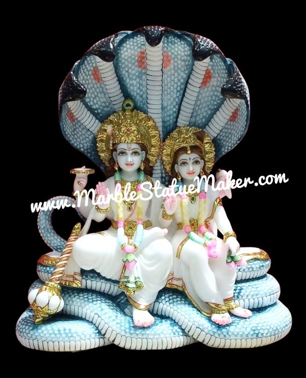 Invite prosperity, peace, and divine blessings into your home with our beautifully handcrafted Marble Lakshmi Vishnu Murti. Expertly carved from premium quality marble, this sacred murti represents Goddess Lakshmi and Lord Vishnu together, symbolizing wealth, protection, harmony, and spiritual balance.Designed with intricate detailing, graceful expressions, and fine traditional craftsmanship, this marble statue is perfect for home temples, mandirs, spiritual spaces, and gifting purposes. The smooth marble finish and elegant artwork make it a timeless addition to any devotional décor.Our Marble Lakshmi Vishnu Murti is available in various sizes, customized designs, and hand-painted finishes to meet your requirements. Marble Lakshmi Vishnu Murti, Lakshmi Narayan Marble Statue, White Marble Lakshmi Vishnu Idol, Handmade Marble Moorti, Hindu God Marble Statue, Marble Temple Murti, Premium Marble Statue Manufacturer, Lakshmi Narayan Moorti for Home Temple