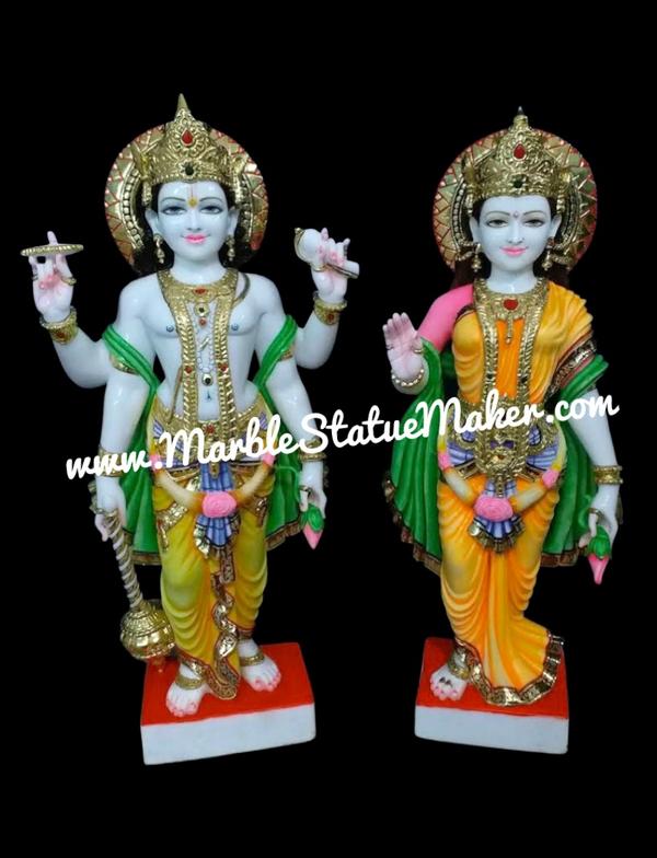 Invite prosperity, peace, and divine blessings into your home with our beautifully handcrafted Marble Lakshmi Vishnu Murti. Expertly carved from premium quality marble, this sacred murti represents Goddess Lakshmi and Lord Vishnu together, symbolizing wealth, protection, harmony, and spiritual balance.Designed with intricate detailing, graceful expressions, and fine traditional craftsmanship, this marble statue is perfect for home temples, mandirs, spiritual spaces, and gifting purposes. The smooth marble finish and elegant artwork make it a timeless addition to any devotional décor.Our Marble Lakshmi Vishnu Murti is available in various sizes, customized designs, and hand-painted finishes to meet your requirements. Marble Lakshmi Vishnu Murti, Lakshmi Narayan Marble Statue, White Marble Lakshmi Vishnu Idol, Handmade Marble Moorti, Hindu God Marble Statue, Marble Temple Murti, Premium Marble Statue Manufacturer, Lakshmi Narayan Moorti for Home Temple