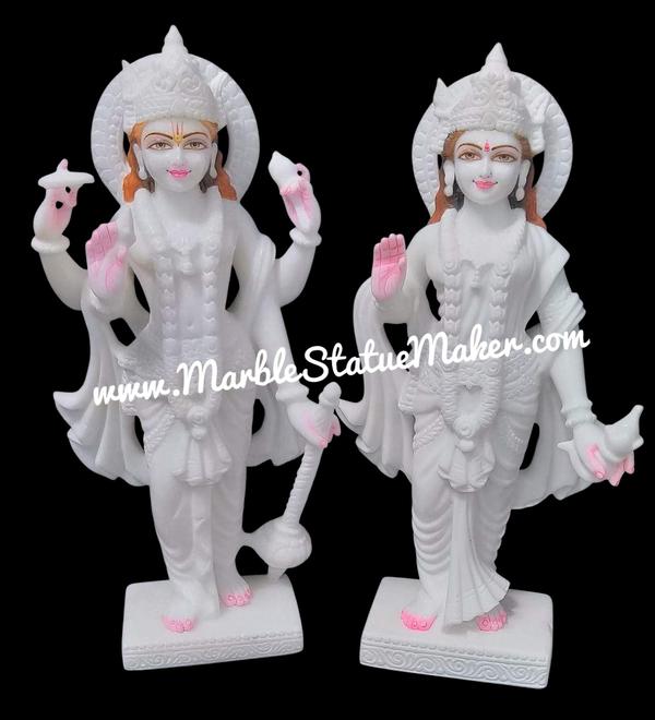 White Marble Lakshmi vishnu idol