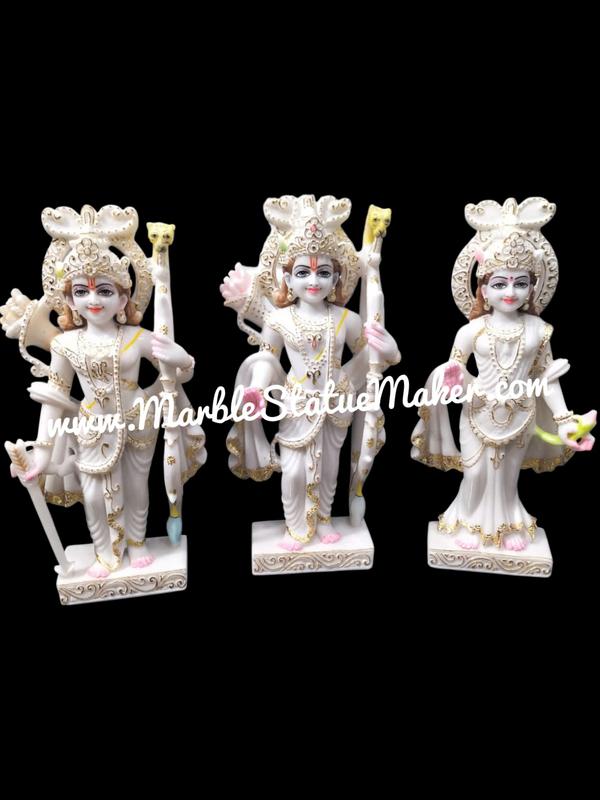 Bring divine grace and spiritual harmony to your home with this beautifully handcrafted Marble Ram Darbar Murti. Featuring भगवान श्री राम, माता सीता, लक्ष्मण जी, and भक्त हनुमान in a traditional darbar form, this marble statue is a symbol of devotion, family values, peace, and righteousness. Expertly carved from premium quality marble by skilled artisans of Jaipur, every detail reflects fine craftsmanship and timeless beauty.Perfect for home temples, पूजा rooms, spiritual décor, gifting, and religious occasions, this Marble Ram Darbar Murti adds a sacred and elegant touch to any space. The smooth finish, vibrant hand-painted details, and durable marble material make it ideal for long-lasting worship and decoration.Enhance your spiritual surroundings with this divine marble masterpiece crafted with devotion and artistic excellence.Marble Ram Darbar Murti, Ram Darbar Marble Statue, Marble Ram Parivar Murti, Handmade Marble God Statue, Religious Marble Idol, Ram Sita Lakshman Hanuman Murti, Marble Moorti Jaipur, Hindu God Marble Statue.