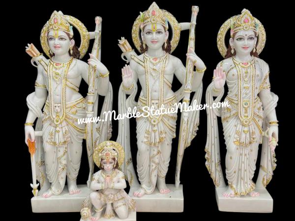 Bring divine grace and spiritual harmony to your home with this beautifully handcrafted Marble Ram Darbar Murti. Featuring भगवान श्री राम, माता सीता, लक्ष्मण जी, and भक्त हनुमान in a traditional darbar form, this marble statue is a symbol of devotion, family values, peace, and righteousness. Expertly carved from premium quality marble by skilled artisans of Jaipur, every detail reflects fine craftsmanship and timeless beauty.Perfect for home temples, पूजा rooms, spiritual décor, gifting, and religious occasions, this Marble Ram Darbar Murti adds a sacred and elegant touch to any space. The smooth finish, vibrant hand-painted details, and durable marble material make it ideal for long-lasting worship and decoration.Enhance your spiritual surroundings with this divine marble masterpiece crafted with devotion and artistic excellence.Keywords: Marble Ram Darbar Murti, Ram Darbar Marble Statue, Marble Ram Parivar Murti, Handmade Marble God Statue, Religious Marble Idol, Ram Sita Lakshman Hanuman Murti, Marble Moorti Jaipur, Hindu God Marble Statue.