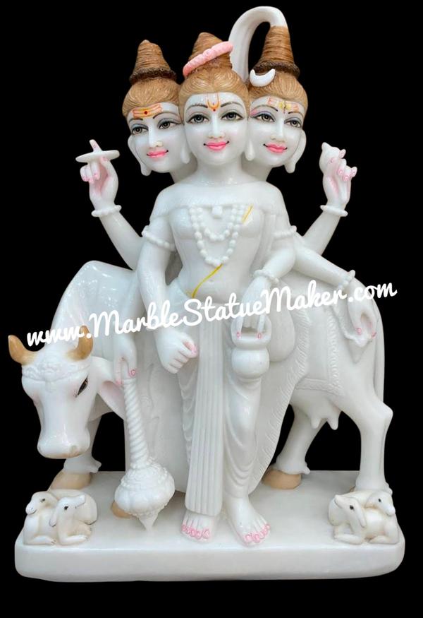 Bring divine blessings and spiritual positivity to your space with this beautifully handcrafted Marble Dattatreya Statue. Made from premium quality marble by skilled Jaipur artisans, this sacred statue represents Lord Dattatreya — the divine form of Brahma, Vishnu, and Mahesh combined. The intricate carving, smooth finish, and detailed hand-painted artwork reflect exceptional craftsmanship and traditional artistry.Perfect for home temples, spiritual centers, meditation spaces, and religious gifting, this Marble Dattatreya Murti creates a peaceful and devotional atmosphere. Its durable marble quality and elegant design make it ideal for daily worship and long-lasting décor.Enhance your home or temple with this timeless symbol of wisdom, devotion, and divine energy.Marble Dattatreya Statue, Marble Duttatreya Murti, Lord Dattatreya Marble Idol, Handmade Marble God Statue, Religious Marble Murti, Marble Moorti Jaipur, Hindu God Marble Statue, Spiritual Marble Sculpture.