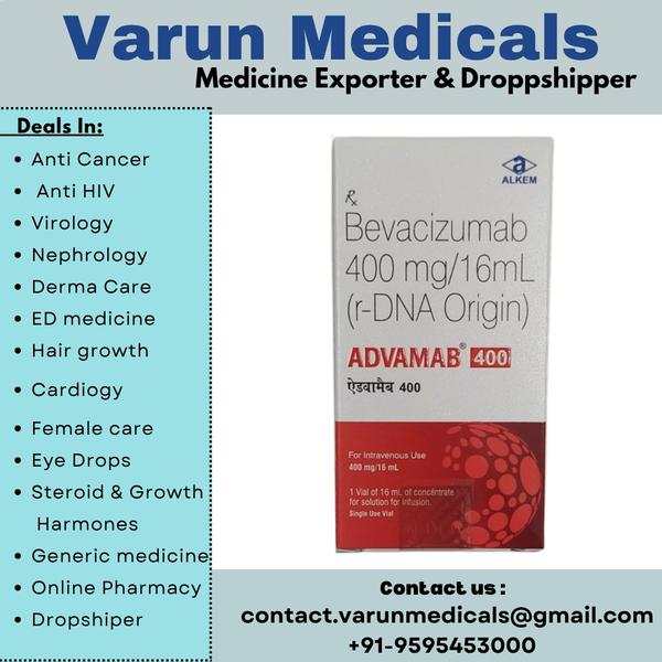 Advamab 400 Injection is an anticancer medication. It is used in the treatment of cancer of colon and rectum, non-small cell lung cancer, kidney cancer, brain tumor, ovarian and cervical cancer. It helps to prevent the growth of new blood vessels that feed tumors and stops tumors from growing.