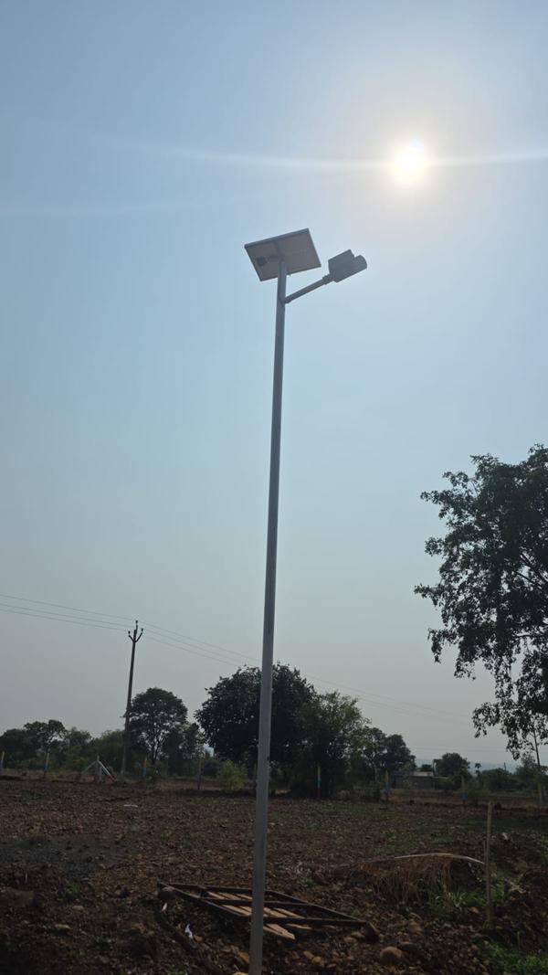 Solar Pole is manufactured using high quality high tensile steel material with strong tapered or octagonal construction for superior strength, durability and long lasting outdoor performance. The pole is available in different heights ranging from 3 Meter to 12 Meter with customized top and bottom diameters as per solar lighting and project requirements. Pole thickness is generally manufactured from 3 mm to 5 mm depending upon solar panel load, wind pressure and structural design standards.The pole is specially designed to support solar panels, LED street lights, battery boxes and related solar accessories safely and efficiently. The structure is engineered to withstand high wind velocity, heavy environmental conditions and continuous outdoor exposure, making it suitable for highways, streets, gardens, villages, parking areas, industrial zones and smart city solar lighting projects.The pole is hot dip galvanized with minimum 65 to 85 micron zinc coating for excellent corrosion resistance and complete rust proof protection. Optional PU Paint or Powder Coating finish is provided for enhanced weather resistance and attractive appearance. The pole is supplied with heavy duty base plate, anchor foundation bolts, solar panel mounting brackets and cable management arrangement for safe and easy installation.Solar Pole offers energy efficient lighting support, high structural stability, low maintenance and reliable long term performance with premium quality finishing and durable weather resistant construction.