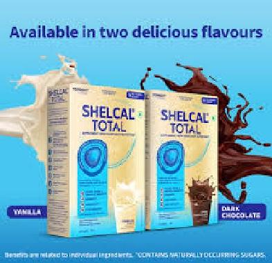 Shelcal Total - Powered by Protein, Multi-Vitamin ... It is available in two pack sizes 400gm and 200gm and has two flavours: Dark Chocolate and Vanilla.