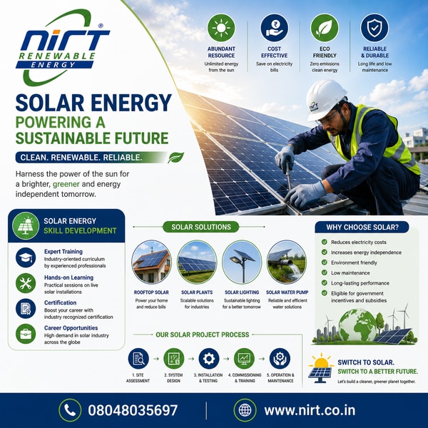 NIRT Renewable Energy Pvt Ltd provides high-performance Solar Module solutions designed to deliver reliable, efficient, and sustainable energy for residential, commercial, industrial, and utility-scale applications. Our solar modules are engineered to maximize energy generation, withstand diverse environmental conditions, and ensure long-term performance.As a key component of any solar power system, solar modules convert sunlight into electricity, helping organizations and individuals reduce energy costs, decrease dependence on conventional power sources, and contribute to a greener future.