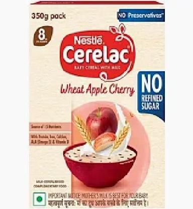 CERELAC WHEAT APPLE CHERRY(STA2)Home products Cerelac Wheat Apple Cherry (Stage 2) (8 to 24 Months).. Cerelac Wheat Apple Cherry (Stage 2) (8 to 24 Months). 5% OFF. ₹271. ₹285. In stock.