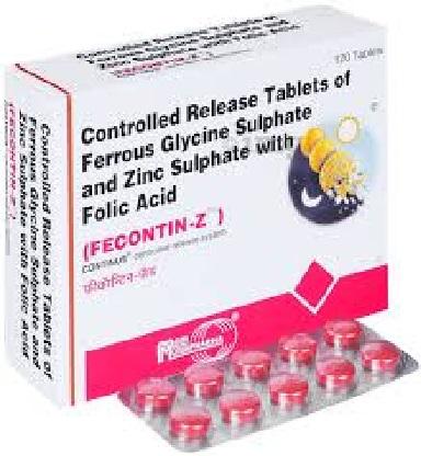 FECONTIN Z TABFecontin Z Tablet is used for addressing and managing nutritional deficiency anaemia, specifically due to folic acid and iron deficiency.