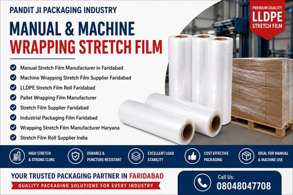 Manual & Machine Wrapping Stretch Film is a high-quality packaging solution designed for securing pallets, cartons, and industrial products during storage and transportation. Manufactured using premium-grade LLDPE material, our stretch film offers excellent stretchability, strong cling properties, superior puncture resistance, and enhanced load stability. Suitable for both manual and automatic wrapping applications, it protects products from dust, moisture, and damage while ensuring cost-effective packaging. Widely used in logistics, warehousing, FMCG, pharmaceutical, e-commerce, and manufacturing industries. Available in customized thicknesses, widths, and roll sizes to meet diverse packaging requirements.