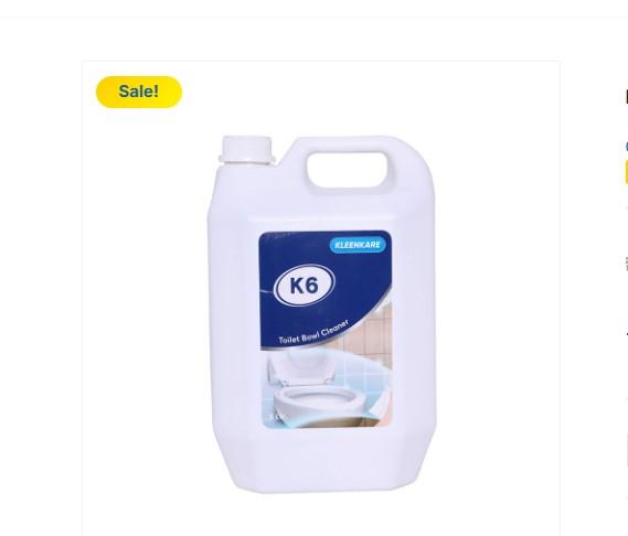 K6 Toilet Bowl Cleaner – Powerful Cleaning & Hygiene SolutionK6 Toilet Bowl Cleaner is a highly effective cleaning solution specially formulated to remove tough stains, limescale, rust marks, and unpleasant odors from toilet bowls and urinals. Designed for residential, commercial, and institutional use, this powerful toilet cleaner helps maintain superior hygiene and cleanliness in washrooms. Its thick formula clings to the toilet surface, allowing deep cleaning action that targets dirt and bacteria even below the waterline. Ideal for homes, offices, hotels, hospitals, restaurants, schools, and public restrooms, K6 Toilet Bowl Cleaner leaves toilets sparkling clean, fresh-smelling, and hygienic after every use. Regular use helps prevent stain buildup and keeps restroom facilities looking clean and professional.Frequently Asked Questions (FAQ)1. What is K6 Toilet Bowl Cleaner used for?K6 Toilet Bowl Cleaner is used to remove stains, dirt, limescale, and odors from toilet bowls and urinals while maintaining hygiene.2. Where can K6 Toilet Bowl Cleaner be used?It is suitable for homes, offices, hotels, hospitals, schools, restaurants, shopping malls, and public washrooms.3. Does K6 Toilet Bowl Cleaner remove tough stains?Yes, it is formulated to effectively remove stubborn stains, mineral deposits, and discoloration from toilet surfaces.4. How do I use K6 Toilet Bowl Cleaner?Apply the cleaner evenly around the inside rim of the toilet bowl, allow it to sit for a few minutes, scrub with a toilet brush, and flush.5. Does it help eliminate bad odors?Yes, K6 Toilet Bowl Cleaner helps neutralize unpleasant odors and leaves the toilet smelling fresh.6. Can it be used for daily cleaning?Yes, regular use helps maintain cleanliness, hygiene, and a fresh appearance in toilet bowls.7. Is it suitable for commercial washrooms?Absolutely. K6 Toilet Bowl Cleaner is ideal for high-traffic commercial and institutional washrooms.8. Does it clean below the waterline?Yes, its advanced formula is designed to clean effectively above and below the waterline.9. Does it help prevent stain buildup?Yes, routine cleaning with K6 Toilet Bowl Cleaner helps reduce the accumulation of stains and mineral deposits.10. Why choose K6 Toilet Bowl Cleaner?K6 Toilet Bowl Cleaner provides powerful stain removal, effective odor control, deep cleaning action, and long-lasting hygiene, making it an excellent choice for maintaining clean and sanitary washrooms.
