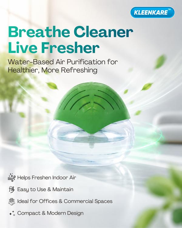 An air revitalizer machine is a compact 3-in-1 indoor appliance that cleanses, humidifies, and deodorises air primarily through water-based “hydro-purification” technology. Often shaped with a transparent base and a decorative lid, it uses ordinary water as its primary filter to “wash” the air while releasing a fine, refreshing mist.