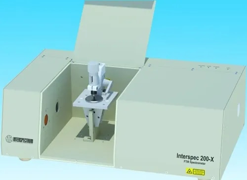 FTIR /FTNIR Spectrometer
Wavelength range, IR : 7000 to 400cm1
Wavelength range, NIR :14000-580or  to 9000 –3850 cm-1
Resolution, standard: 1 cm-1
Resolution, option  : 0.5 cm-1
Interferometer Pendulum roof mirror type Beam diameter: 30 mm.
Aperture ratio : f 3.2
Beam splitter, standard IR Multicoated KBr
Beam splitter, standard NIR Fused Silica Frequency reference: VCSEL laser Sample compartment: W20xD26xH16cm Beam at sample: 10 mm dia.
IR source : High intensity air cooled ceramic NIR source : Quartz-halogen lamp Detector, IR Standard: low noise DLATGS Detector, IR : Option MCT
Detector, NIR Si, In GaAs photodiode Data acquisition system 24 bit, high speed Purge possibility : Yes
Operating system : Windows based Interface : USB 2.0
Power : 12VDC, 30 W
Dimensions : W59xD39xH19 cm Weight : 24 kg
Temp. environment : 15 – 28 0C Humidity environment : Best below 65% 